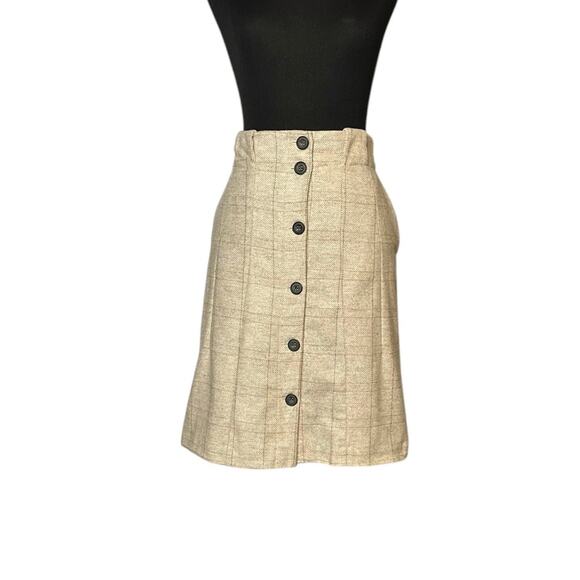 Zara Beige brown Wool Plaid Button Down Skirt size Large - Picture 10 of 16